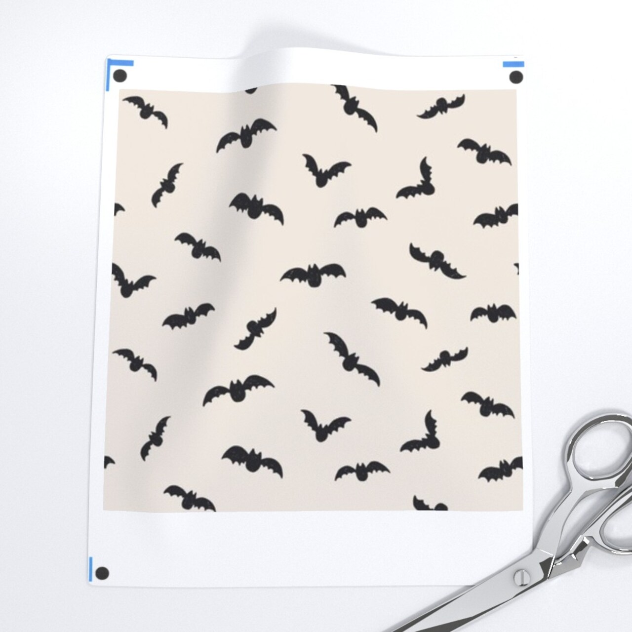 Halloween Black Bats White Fall Cute Custom Printed Fabric by Spoonflower Various Fabrics by the Yard or Fat Quarter